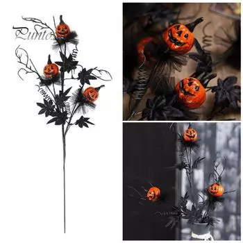 Украшение на елку из тыквы на Хэллоуин, реалистичный искусственный цветок, жуткий черный кленовый букет из тыквы, настольное украшение для домашнего офиса чёрный