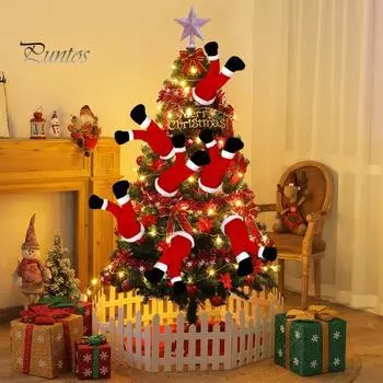 Украшение на елку в виде рождественского эльфа, плюшевая елочная игрушка, ножки эльфа, работающие от USB/батарейки, подвижные качающиеся ножки для украшения рождественской вечеринки красный