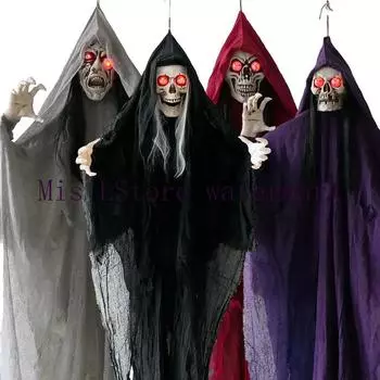 Украшение на Хэллоуин 2024 года, череп смерти, большая подвесная комната, дом с привидениями, бар, сцена, реквизит для электрической индукции, подвеска чёрный