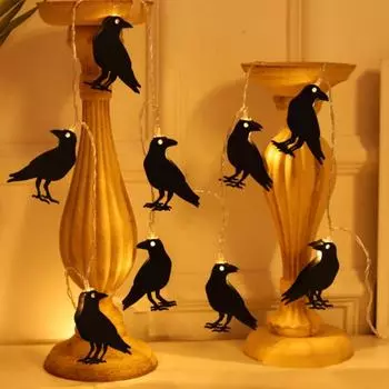 Украшение на Хэллоуин 3M 20 Light Ghost Bat Crow Shaped Lamp String Внутреннее и наружное освещение для украшения фестиваля Хэллоуина