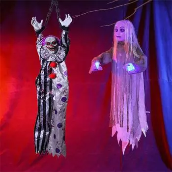Украшение на Хэллоуин, голосовое управление, ведьма, большая подвесная светящаяся звуковая барная стойка, ужасы, украшение One Size