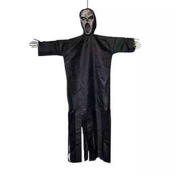 Украшение на Хэллоуин Кричащее пугало Подвесной призрак Голосовое управление Звуковая подвеска Дом с привидениями One Size чёрный