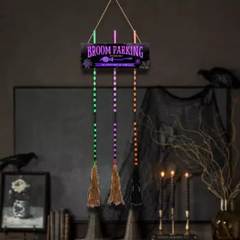 Украшение на Хэллоуин, метла, знак парковочного света, домашний декор, подвесное украшение с 3 метлами ведьм для чёрный