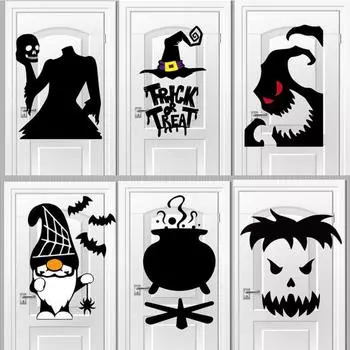 Украшение на Хэллоуин, наклейка на дверь, сделай сам, наклейка на окно, Хэллоуин, украшение, праздничная атмосфера, реквизит, жуткие товары для вечеринок F