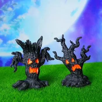 Украшение на Хэллоуин, настольный пень, забавные поделки из смолы, аксессуары для стола для вечеринки на Хэллоуин, пугающее атмосферное украшение D