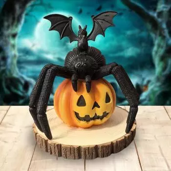 Украшение на Хэллоуин Паук Тыква Летучая мышь Форма Синтетическая смола Хорошая детализация Скульптуры животных Двор Дом Окно Дом с привидениями Декорации для рабочего стола Опора pumpkin