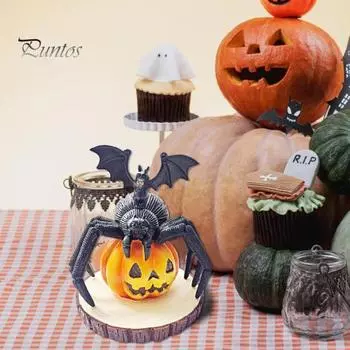 Украшение на Хэллоуин Паук Тыква Летучая мышь Форма Синтетическая смола Хорошая детализация Скульптуры животных Двор Дом Окно Дом с привидениями Декорации для рабочего стола Опора pumpkin