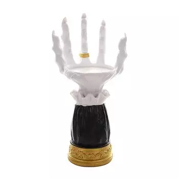 Украшение на Хэллоуин Подсвечник в виде руки ведьмы Смоляная настольная свеча Готический домашний декор Страшная ладонь дьявола Украшение в виде руки дьявола 13x10x27