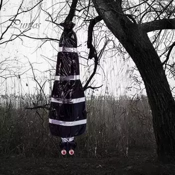 Украшение на Хэллоуин, подвесной реквизит в виде призрачного трупа, страшный поддельный труп в сумке, украшение для садового декора дома с привидениями чёрный