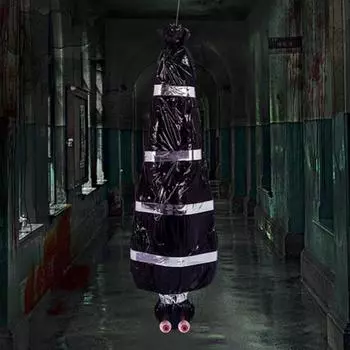 Украшение на Хэллоуин, подвесной реквизит в виде призрачного трупа, страшный поддельный труп в сумке, украшение для садового декора дома с привидениями чёрный