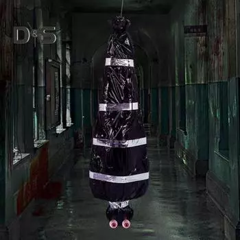 Украшение на Хэллоуин, подвесной реквизит в виде призрачного трупа, страшный поддельный труп в сумке, украшение для садового декора дома с привидениями чёрный