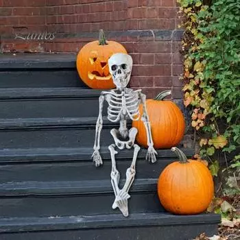 Украшение на Хэллоуин, реалистичная пластиковая фигурка скелета человека с подвижными суставами для декора дома с привидениями в помещении и на открытом воздухе 40cm
