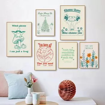 Украшение на Хэллоуин Ретро Позитив Типографика Настенная Печать Великолепный Плакат с Рождественской Елкой Сезонный Декор Для Дома Картина На Холсте 21x30cm No Framed