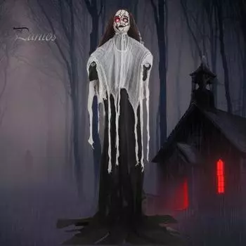 Украшение на Хэллоуин, страшная фигурка невесты-призрака со звуком, работающая от батареек, украшение на Хэллоуин, жуткий реквизит для дома с привидениями чёрный