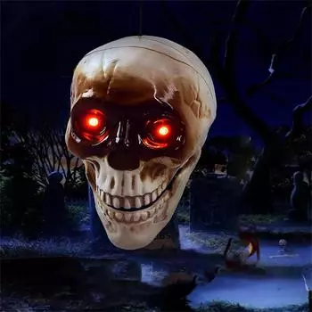 Украшение на Хэллоуин Страшный Хоррор Декор для Вечеринки Украсьте Череп с Глазами с Красной Подсветкой и Звуком