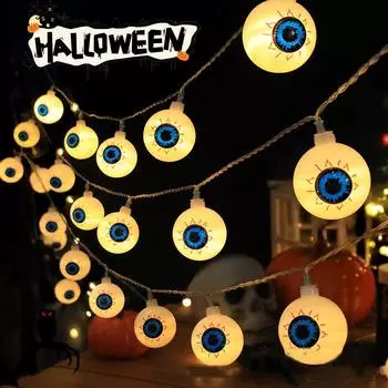 Украшение на Хэллоуин светодиодная гирлянда тыква череп голова глазное яблоко форма гирлянда гадость или жизнь фонарь ужас Хэллоуин день 1PCS