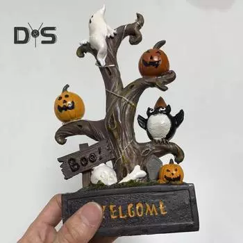 Украшение на Хэллоуин, тыква, призрачное дерево, светящаяся статуя, смоляной пень, ветка, украшение, светодиодная настольная фигурка для внутреннего стола, садового декора A