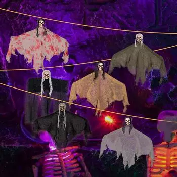 Украшение на Хэллоуин, украшение для дома с привидениями, украшение для вечеринки, украшение из мешковины с привидениями, атмосферное украшение, многоцветное