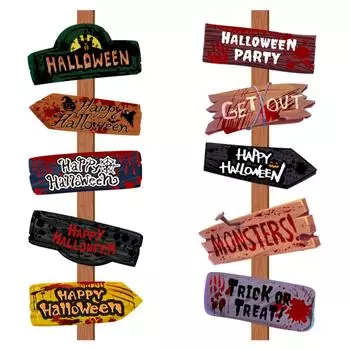 Украшение на Хэллоуин Ужасные колья с дорожными знаками Бумажный указатель направления Принадлежности для вечеринки One Size