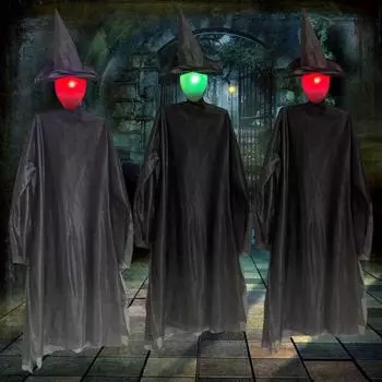 Украшение на Хэллоуин Ведьма, держащаяся за руки, статуя, светящаяся кричащая фигурка ведьмы для Хэллоуина