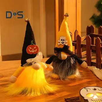 Украшение на Хэллоуин в виде гнома, плюшевого черепа, тыквы, гнома, куклы, с мягким светом, для домашнего декора, для стола, полки, кухни, кровати, шкафа pumpkin