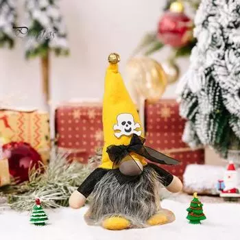 Украшение на Хэллоуин в виде гнома, плюшевого черепа, тыквы, гнома, куклы, с мягким светом, для домашнего декора, для стола, полки, кухни, кровати, шкафа Skull