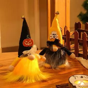 Украшение на Хэллоуин в виде гнома, плюшевого черепа, тыквы, гнома, куклы, с мягким светом, для домашнего декора, для стола, полки, кухни, кровати, шкафа pumpkin
