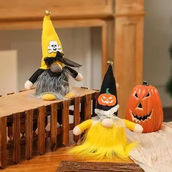 Украшение на Хэллоуин в виде гнома, плюшевый череп, тыква, гном, кукла, украшение с мягким светом, домашний декор pumpkin