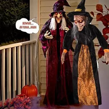 Украшение на Хэллоуин, ведьма с голосовым управлением, большой подвесной призрак, светящийся звуковой бар, призрачный дом, украшение ужасов, игрушка ужасов One Size