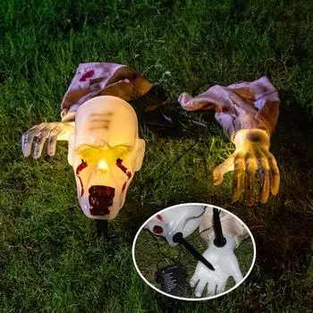 Украшение на Хэллоуин Жуткий Призрак Скелет Голова Руки Земля Кол Светящийся Ужас Реквизит Страшный Призрачный
