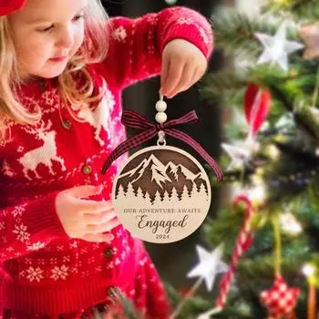 Украшение на помолвку 2024 Деревянное рождественское украшение с веревкой, лентой, бусинами, подарки на помолвку