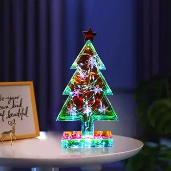 Украшение на рождественскую елку Призма Праздничная елка Освещенная декоративная фигурка Красочные светодиодные огни Праздничная атмосфера Ночной светильник Рождественский подарок для семьи и друзей Christmas Tree