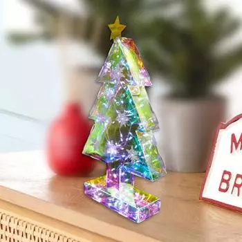 Украшение на рождественскую елку Призма Праздничная елка Освещенная декоративная фигурка Красочные светодиодные огни Праздничная атмосфера Ночной светильник Рождественский подарок для семьи и друзей Christmas Tree