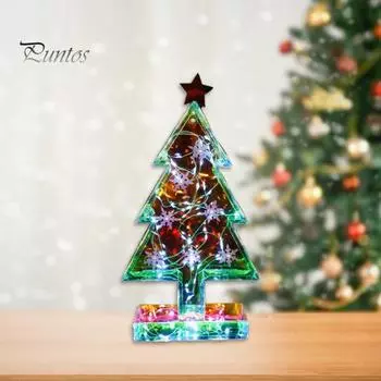 Украшение на рождественскую елку Призма Праздничная елка Освещенная декоративная фигурка Красочные светодиодные огни Праздничная атмосфера Ночной светильник Рождественский подарок для семьи и друзей Christmas Tree