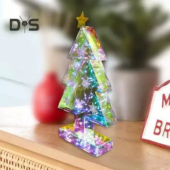 Украшение на рождественскую елку Призма Праздничная елка Освещенная декоративная фигурка Красочные светодиодные огни Праздничная атмосфера Ночной светильник Рождественский подарок для семьи и друзей Christmas Tree