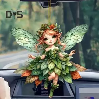 Украшение на рождественскую елку с шнурком, легко повесить 2D подвеску в виде маленькой девочки-ангела на сумку для автомобиля, брелок, украшение красный