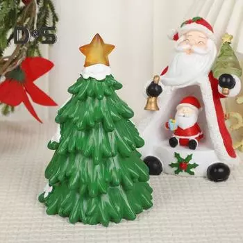 Украшение на рождественскую елку, смоляное дерево, Санта-медведь, статуэтка снеговика, светодиодная подсветка, настольная фигурка для домашнего декора стола Snowman