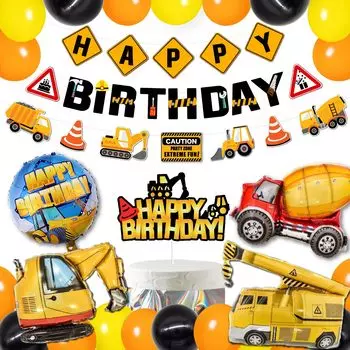 Украшение на строительную площадку, рабочий автомобиль, набор воздушных шаров на день рождения, вечеринка по случаю дня рождения для мальчиков, С ДНЕМ РОЖДЕНИЯ, гирлянда из воздушных шаров, украшение на торт, ха-ха-ха! (строительство