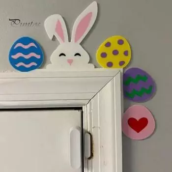 Украшение на уголок двери в виде пасхального кролика, деревенский деревенский цветной кроличий глаз, яйцо, морковь, кроличьи уши, дверная рама, знак, украшение на край передней двери B