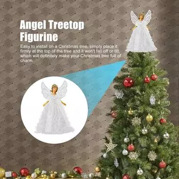 Украшение на верхушку елки ангела, 1 шт., блестки, кукла-верхушка ангела, фея-ангел, украшение на верхушку елки, милый декор для дома в виде куклы-ангела, вечеринка Pack of 1 белый