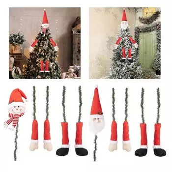 Украшение на верхушку рождественской елки Санта/Снеговик обнимает верхушки деревьев праздничное украшение для дома и торговых центров вечеринки принадлежности