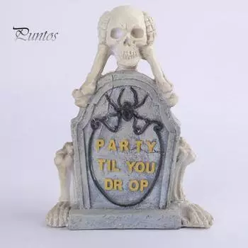 Украшение надгробия на Хэллоуин, статуя черепа из смолы, кладбищенская скульптура, реквизит для вечеринки в доме с привидениями для декора садовой лужайки A