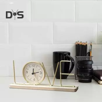 Украшение настольных часов Металлические часы ЛЮБОВЬ ДОМ Деревянная основа Часы Нетикающие Бесшумные Домашний офис Гостиная Металлическая буква Цифровые аналоговые часы Орнамент A