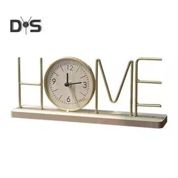 Украшение настольных часов Металлические часы ЛЮБОВЬ ДОМ Деревянная основа Часы Нетикающие Бесшумные Домашний офис Гостиная Металлическая буква Цифровые аналоговые часы Орнамент A