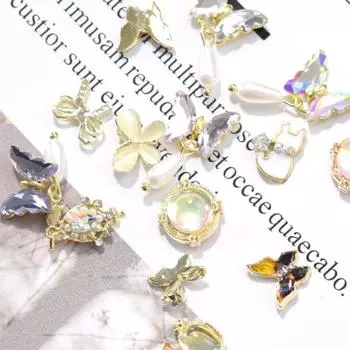 Украшение ногтей Изысканный DIY Легкий дизайн ногтей Бабочка Горный хрусталь 9