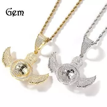 Украшение, новый хип-хоп, вращающийся кулон «Теллурион», ожерелье с крыльями ангела, особый дизайн, ожерелье в стиле хип-хоп