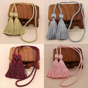 Украшение окна Гостиная Занавес Галстук Полиэстер Офисный шаровой держатель Повязка Ручная веревка с кисточкой розовый