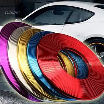 Украшение отделки автомобиля Puntos, полоса ступицы шины, внешний стиль, защитная наклейка на обод колеса фиолетовый