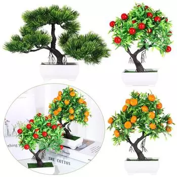 Украшение отеля Домашнее украшение Искусственное растение Имитация бонсай Сосна Поддельный цветок в горшке A