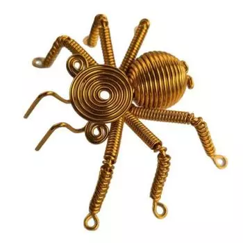 Украшение-паук Ручная работа Плетеный алюминиевый провод Искусство Скульптура паука Легкая модель паука Домашний декор золотистый